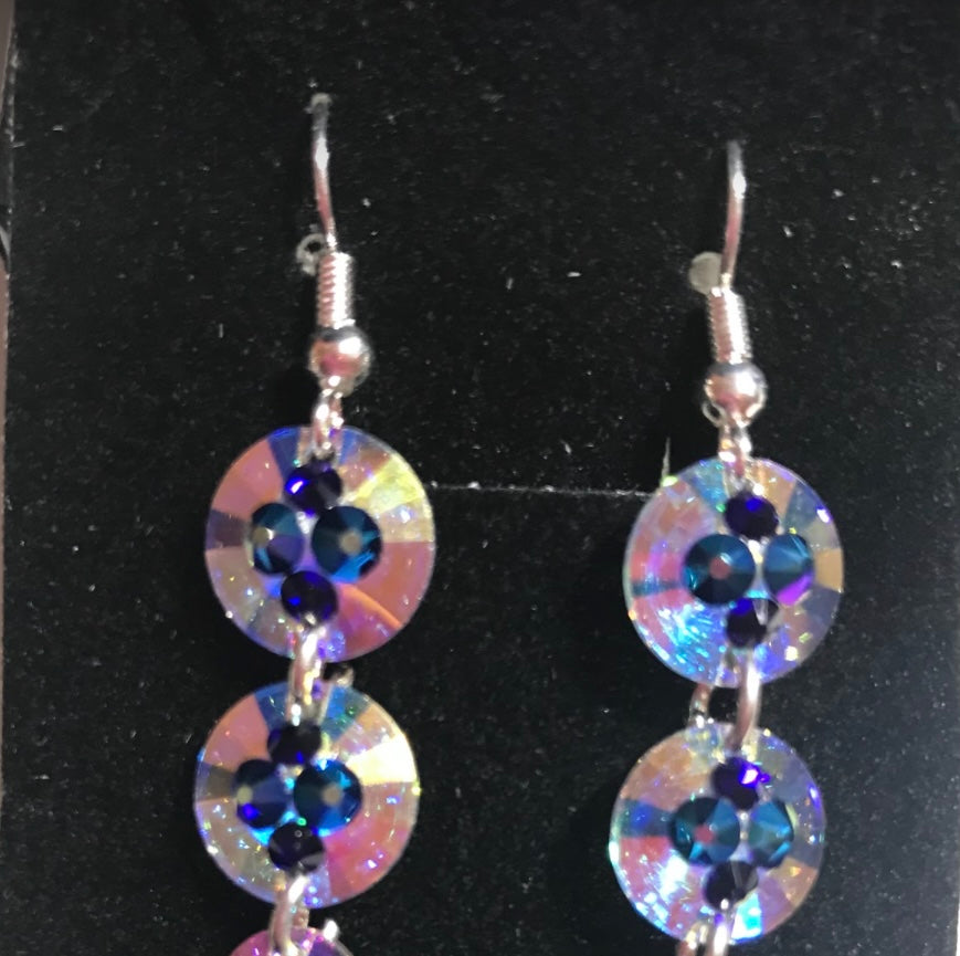 2 Drop Small Earring with 2 Coloured Embellishments