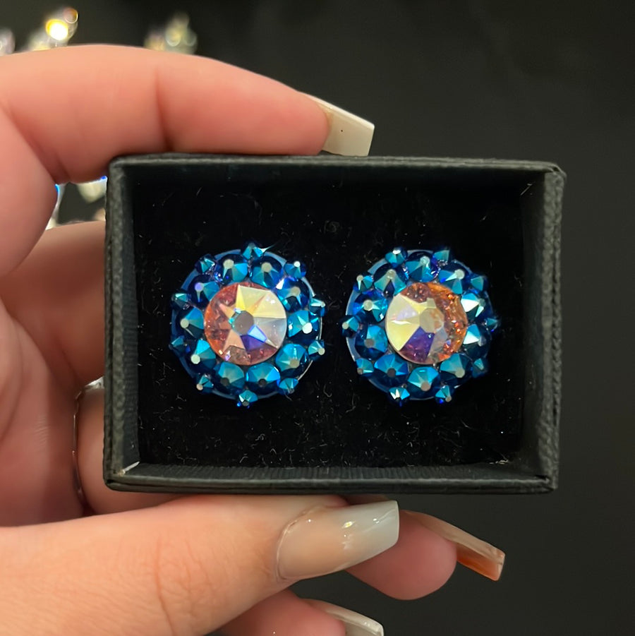 Mariette Crystal Earrings in Cobalt Shimmer