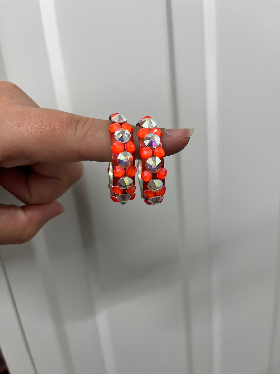 Hoop Earrings in Electric Orange
