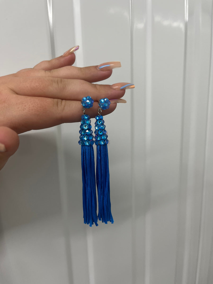 Electric Blue Tassel Earrings