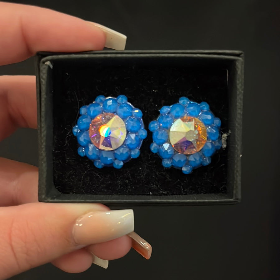 Mariette Crystal Earring in Electric Blue