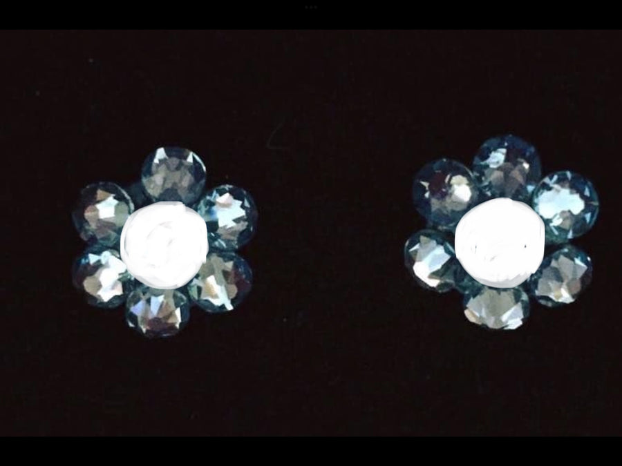 Light Sapphire Juvenile Flower Earrings