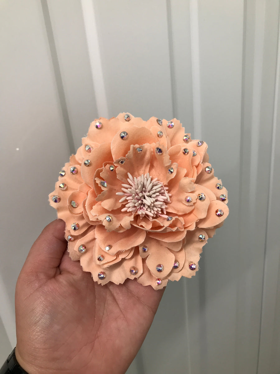 Large Champagne Flat Crystal Hair Flower