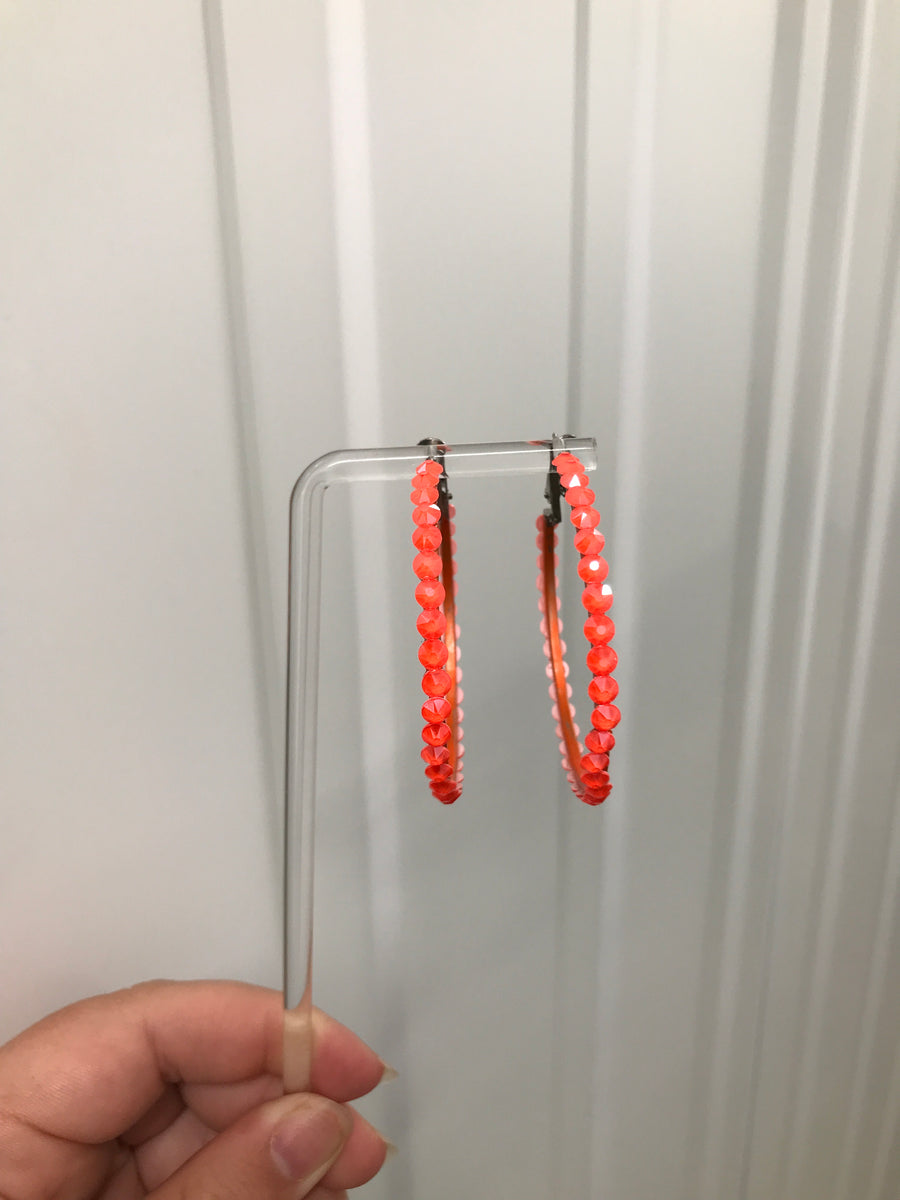 Hoop Earrings in Electric Orange