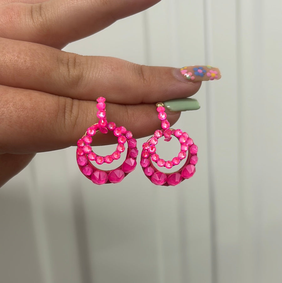 Lou Lou Earrings in Electric Pink