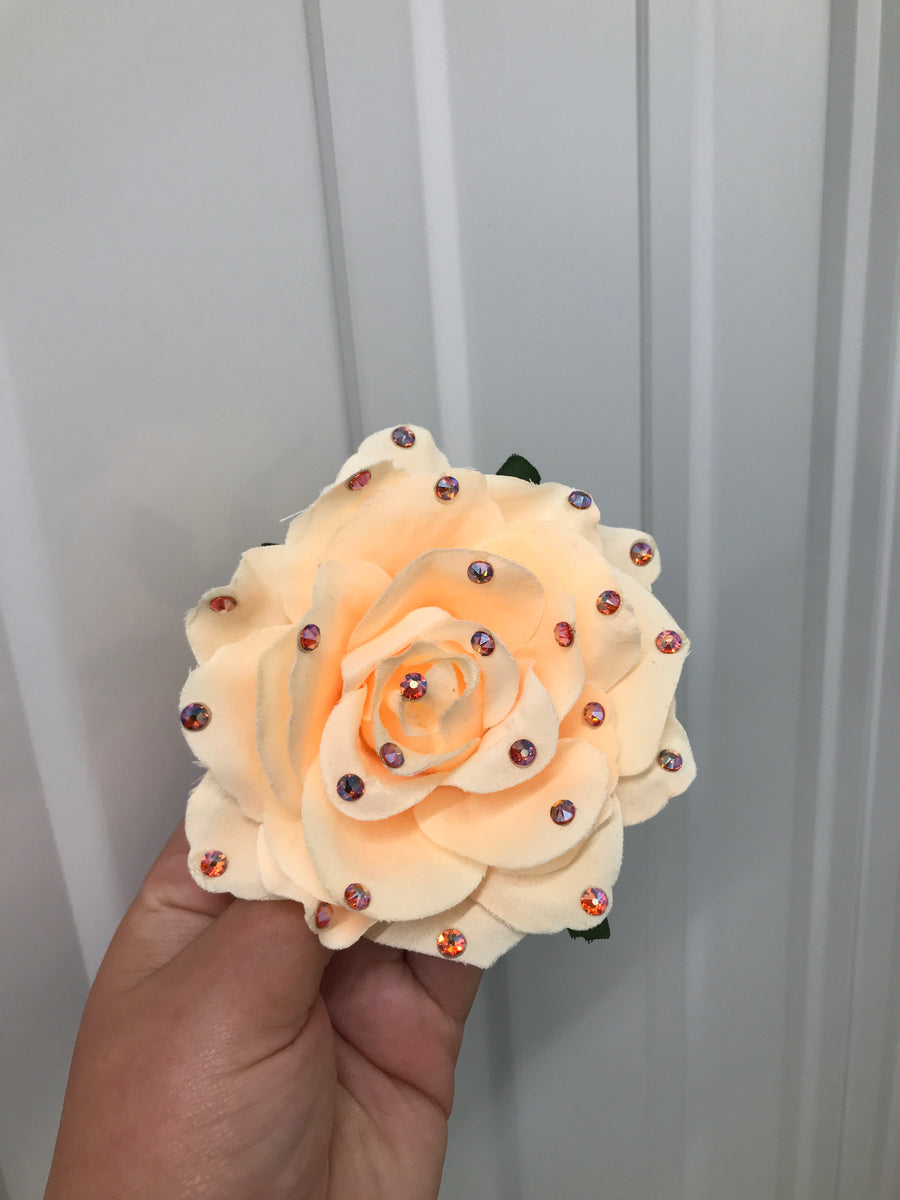 Large Cream Rose Crystal Hair Flower