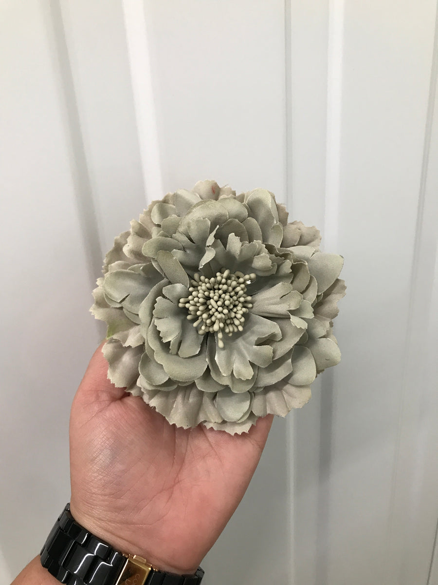 Large Light Grey Flat Crystal Hair Flower