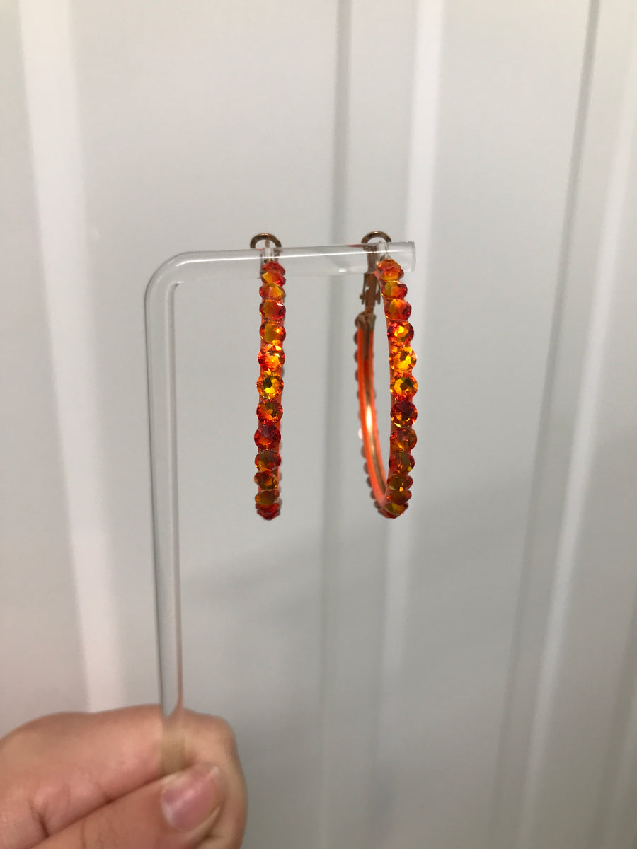 Hoop Earrings in Fire Opal