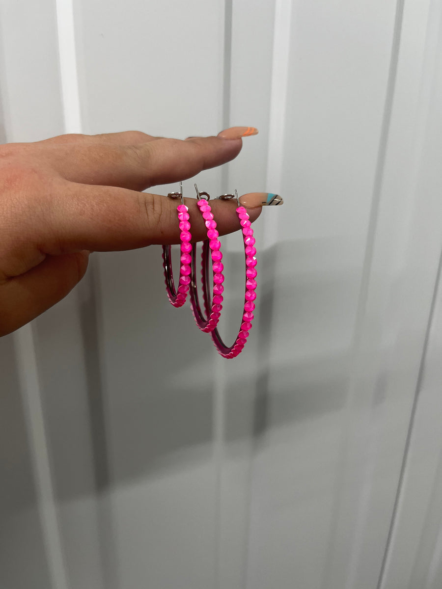 Hoop Earrings in Electric Pink