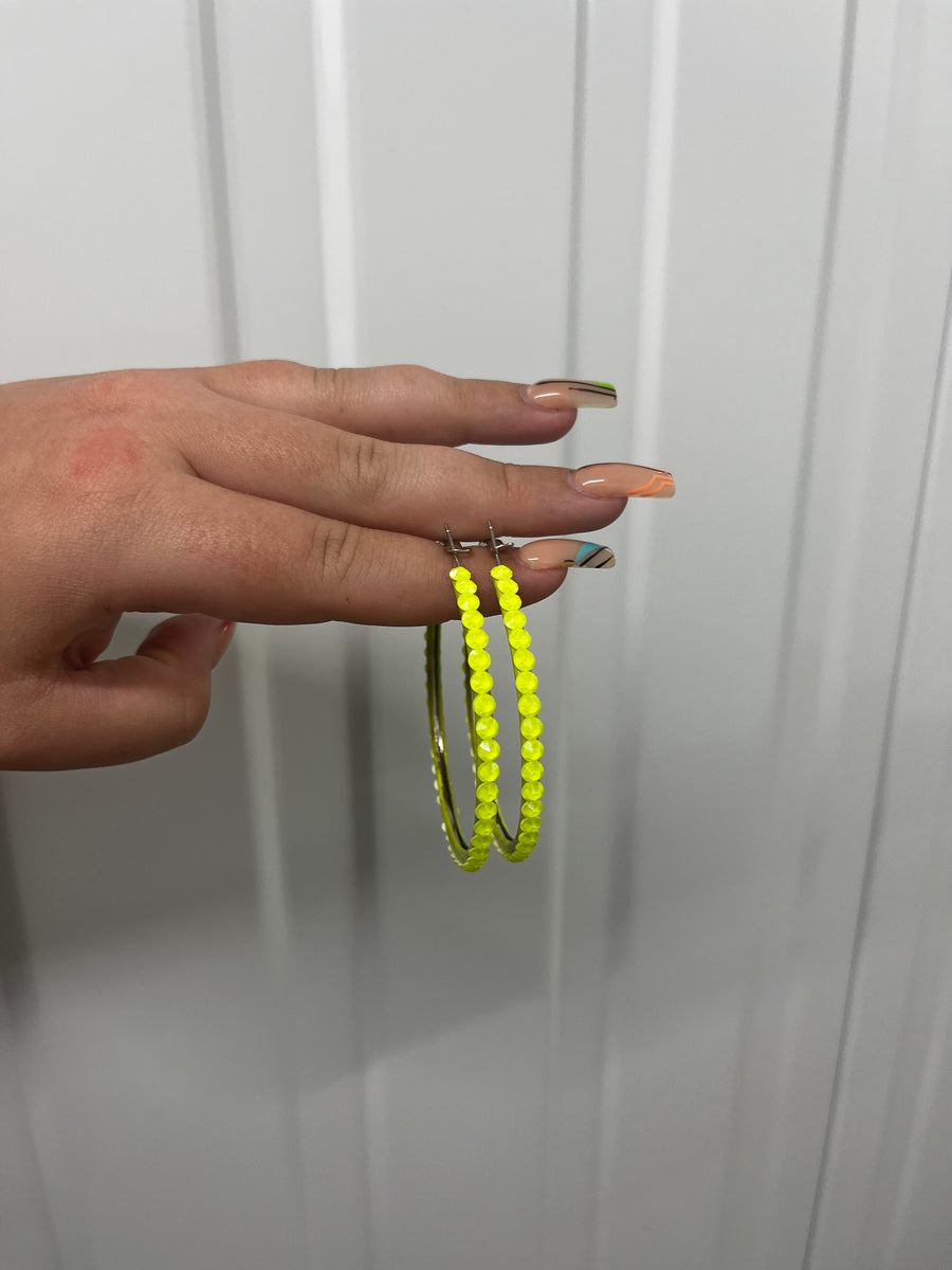 Hoop Earrings in Electric Yellow