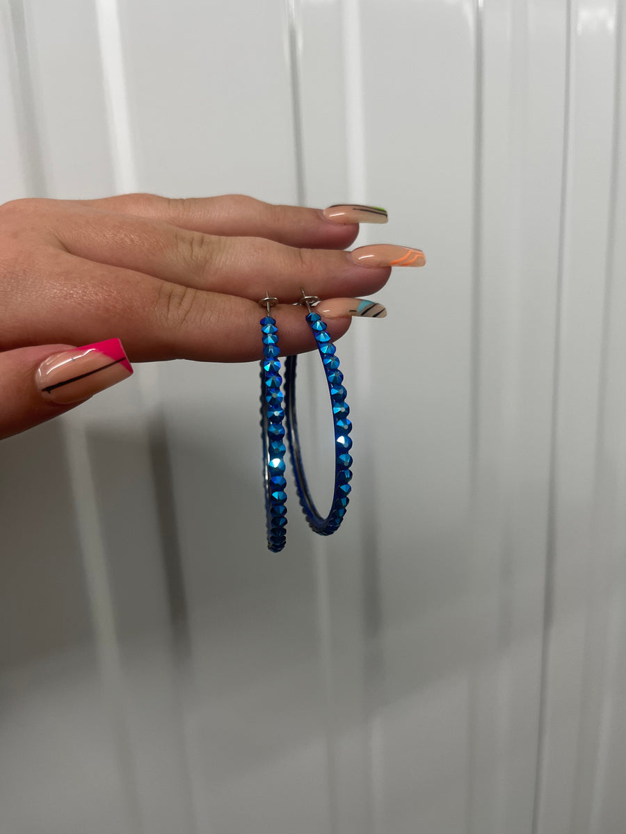 Hoop Earrings in Cobalt