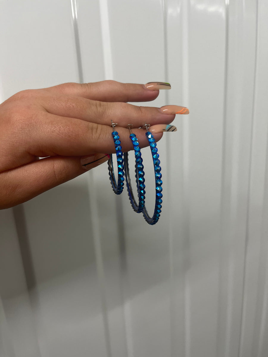 Hoop Earrings in Cobalt