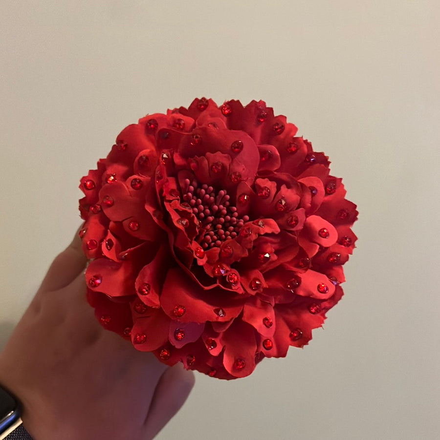 Large Red Crystal Hair Flower
