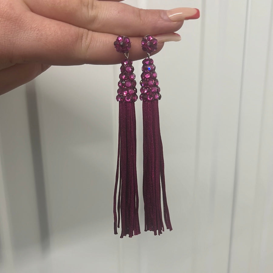 Wine Tassel Earrings