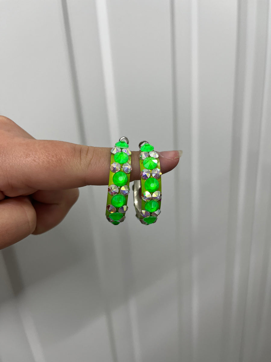 Hoop Earrings in Electric Green