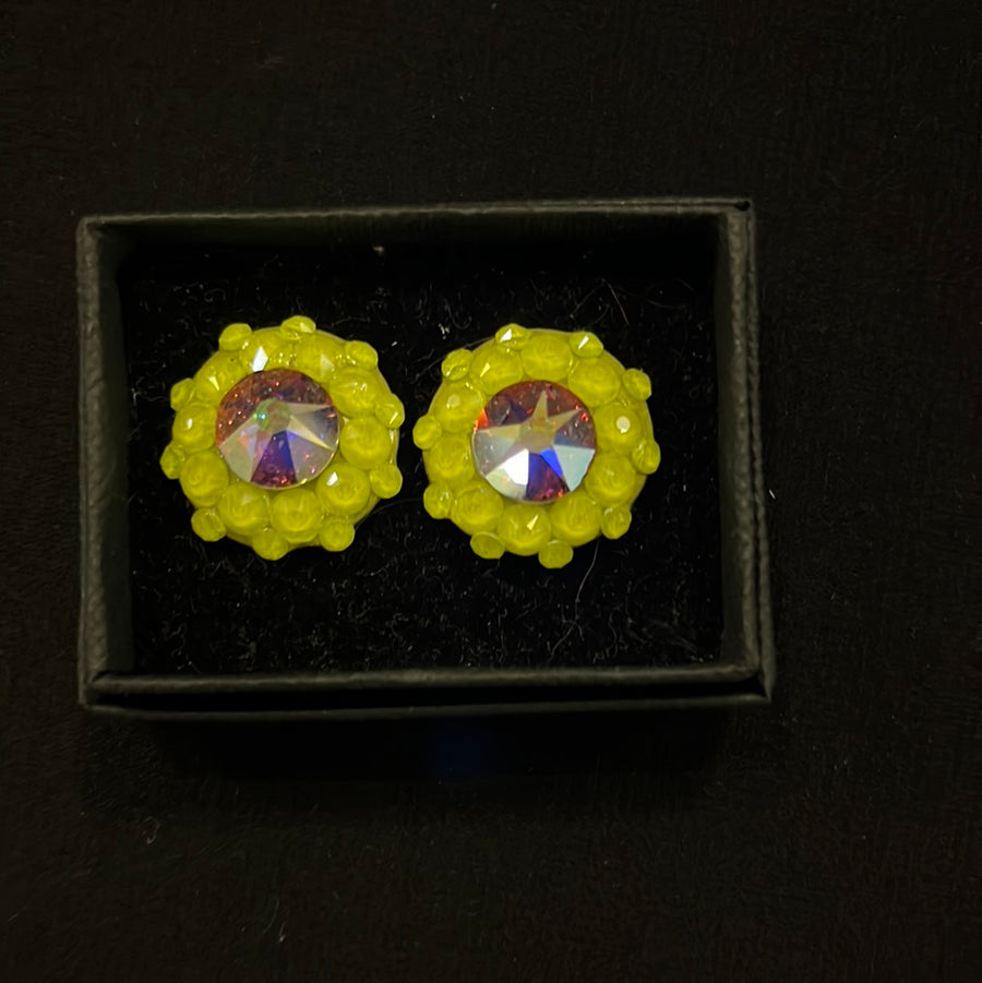 Mariette Crystal Earring in Electric Yellow