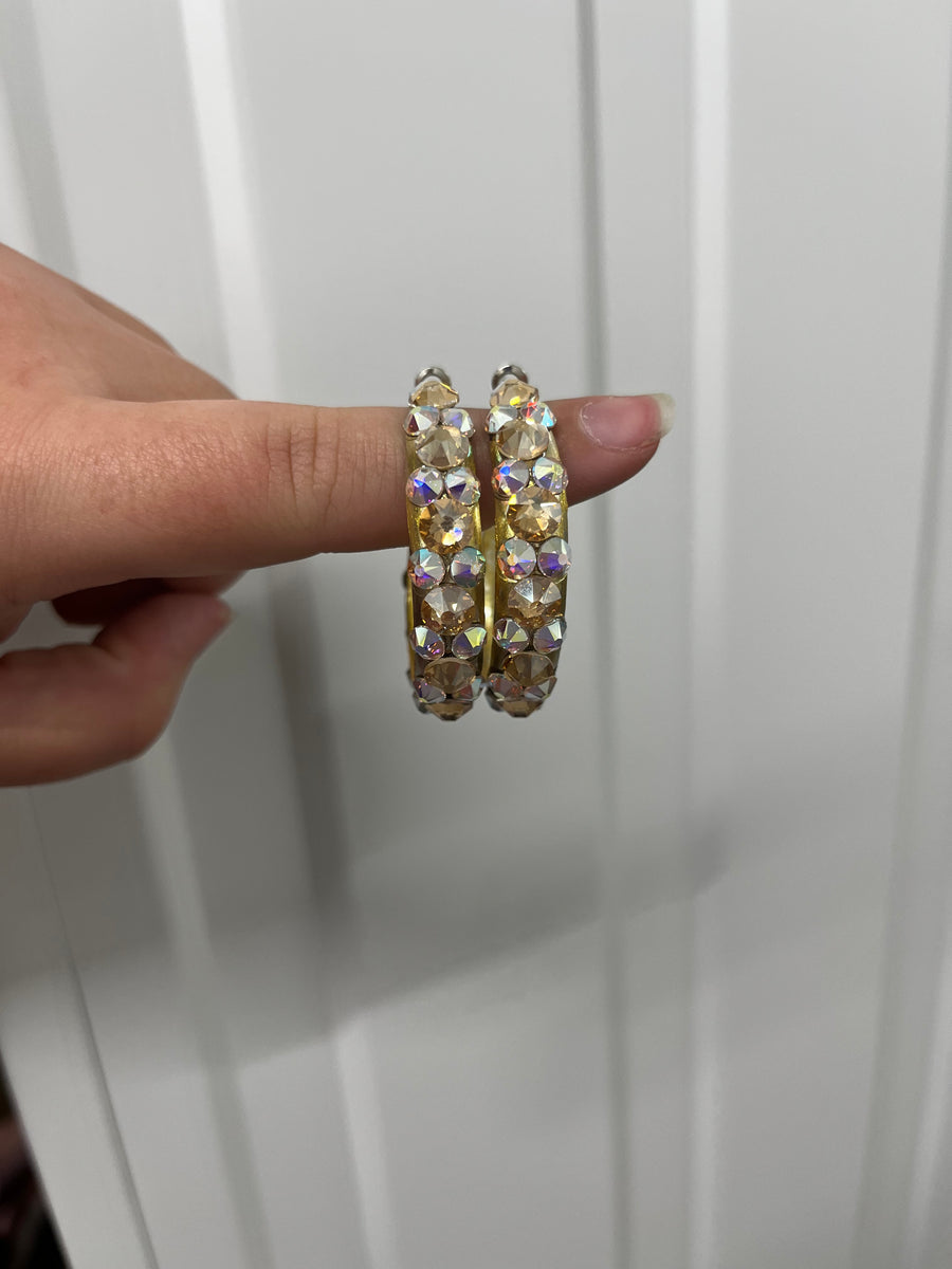 Hoop Earrings in Golden Crystal Shadow