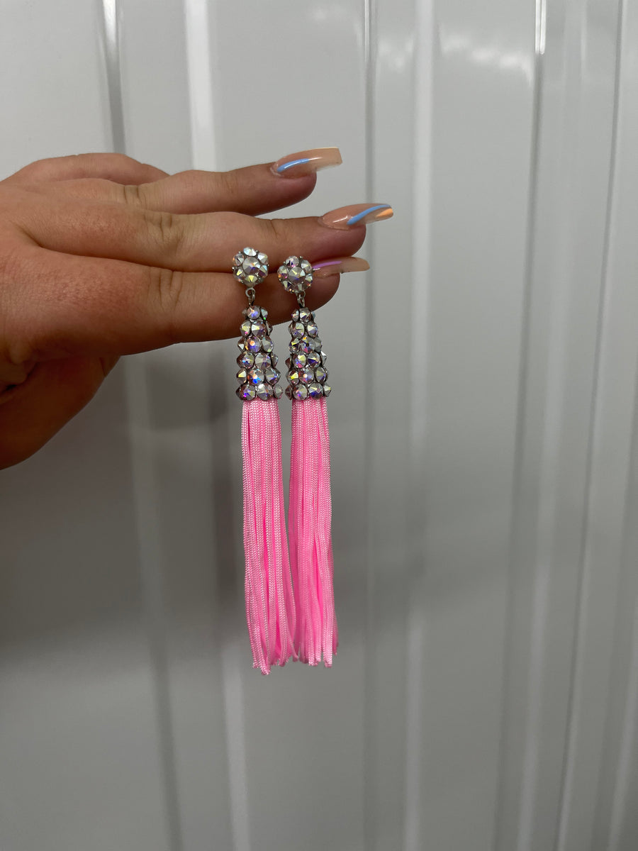 Rose Pink Tassel Earrings