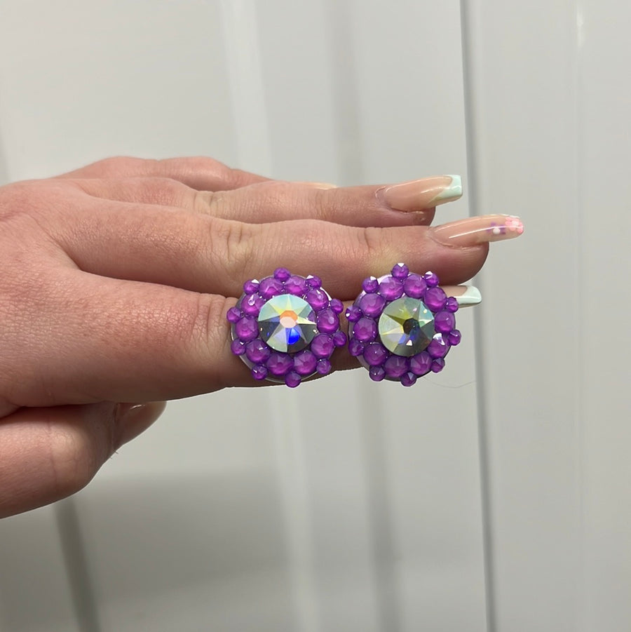 Mariette Crystal Earring in Electric Violet