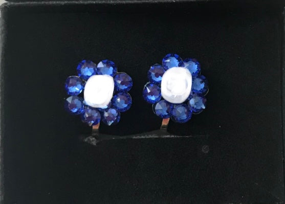 Sapphire Blue Juvenile Flower Earrings