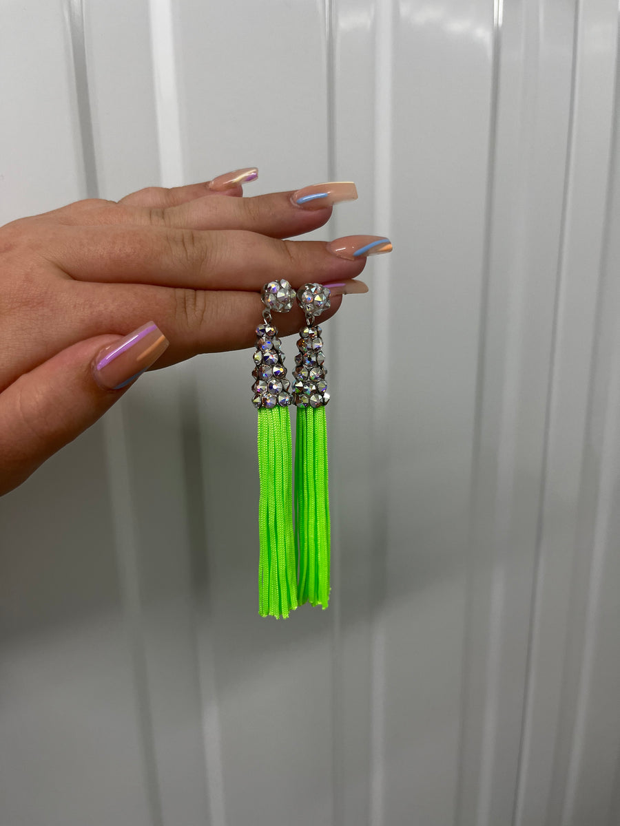 Lime Green Tassel Earrings