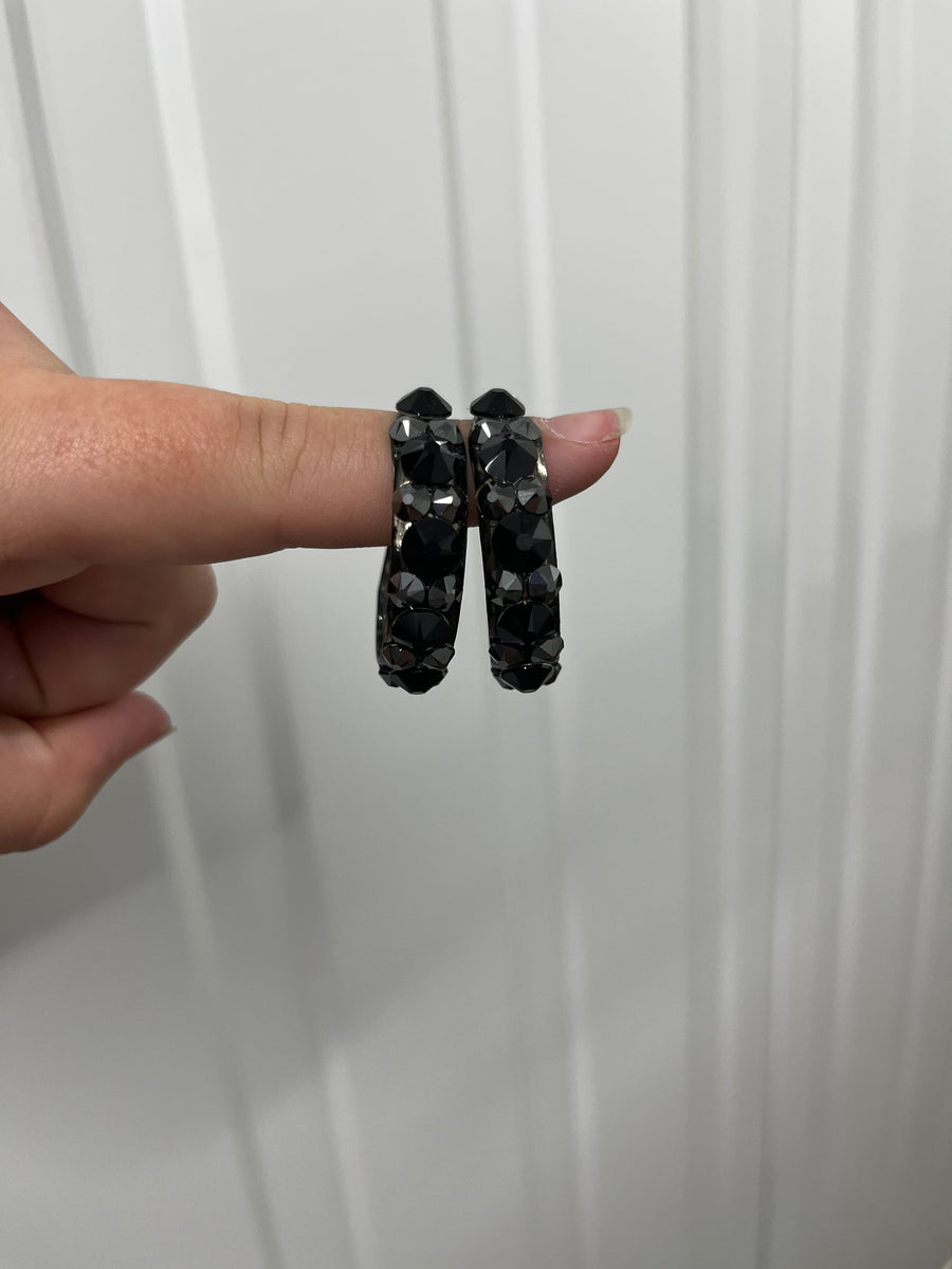 Hoop Earrings in Jet Hematite