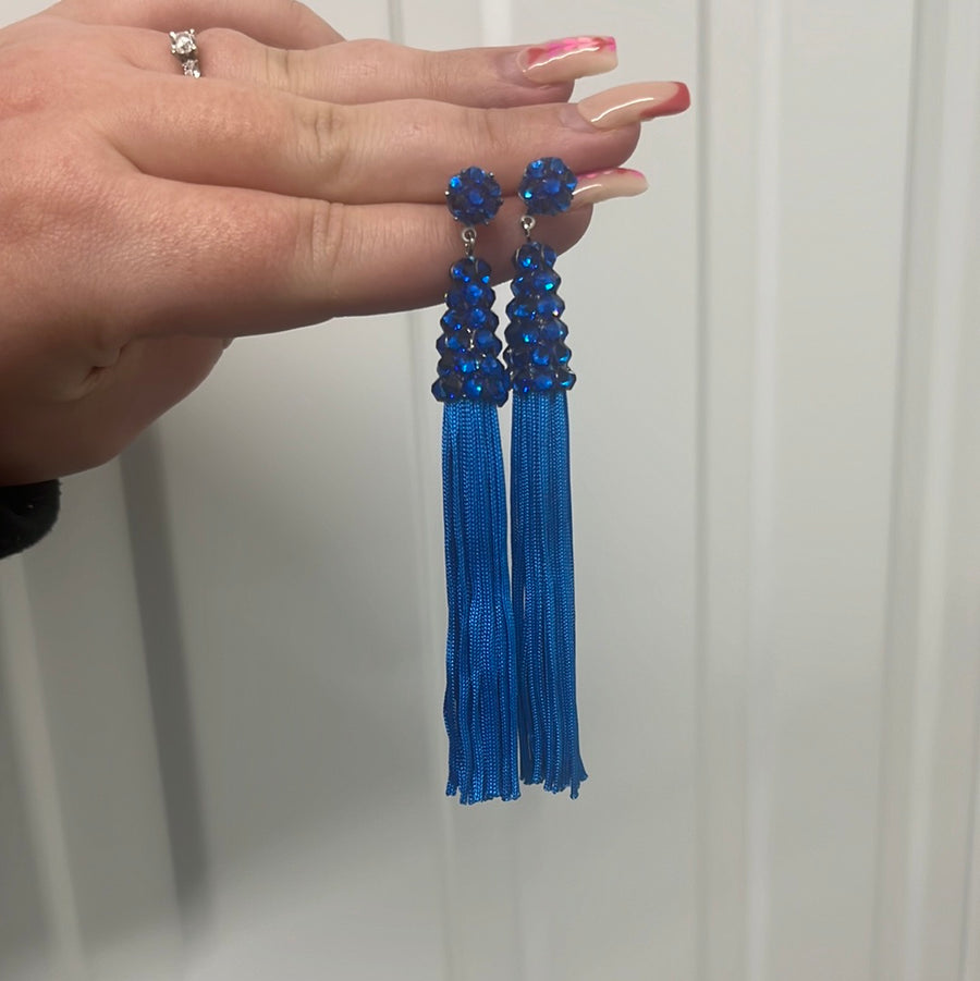 Electric Blue Tassel Earrings