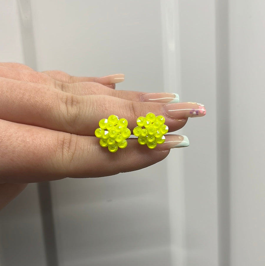 Electric Yellow Juvenile Flower Earrings