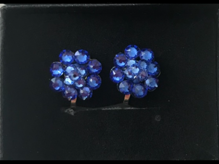 Sapphire Blue Juvenile Flower Earrings