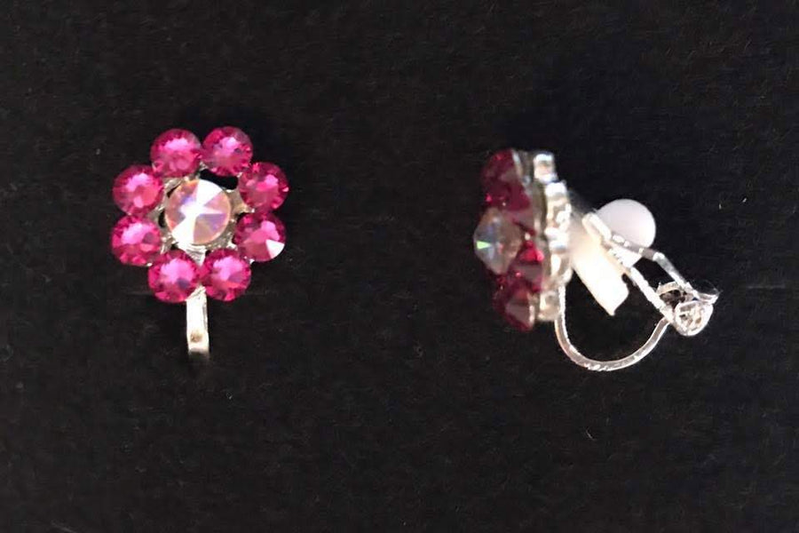 Fuschia Pink Juvenile Flower Earrings