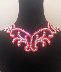 Katie Red Lace Necklace & Crystals